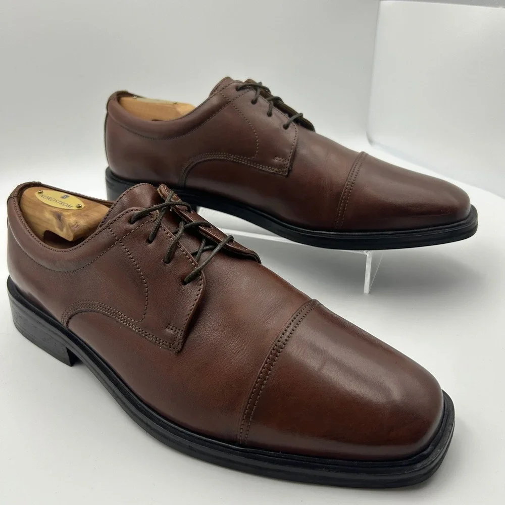 Florsheim‎ Cap Toe Derby Mens 10.5D Brown Leather Dress Shoes Classic Business